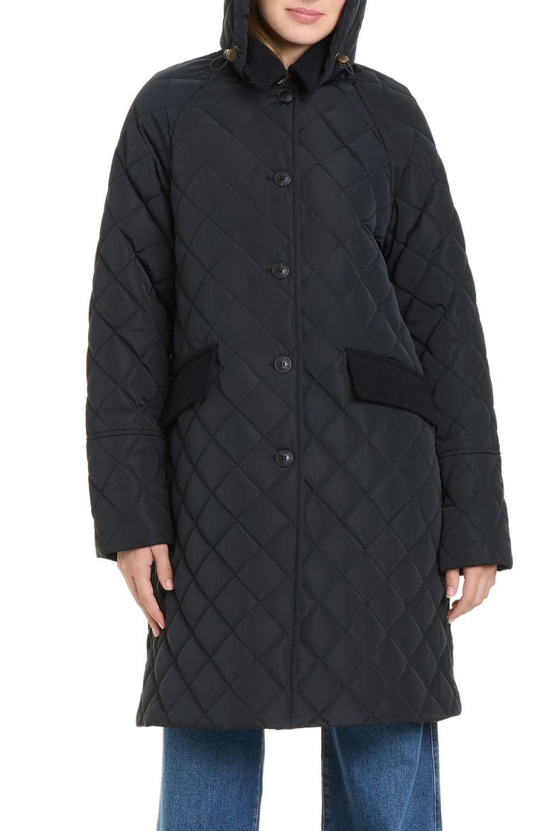 Water Resistant Quilted Coat, Alternate, color, BLACK