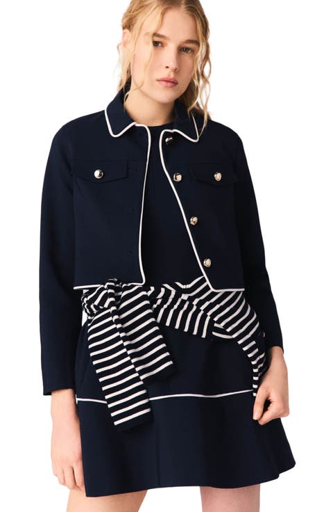 Short jacket with contrast trim