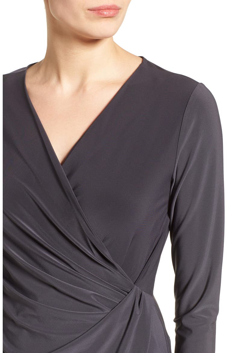 Solid Faux Wrap Top, Alternate, color, PHANTOM