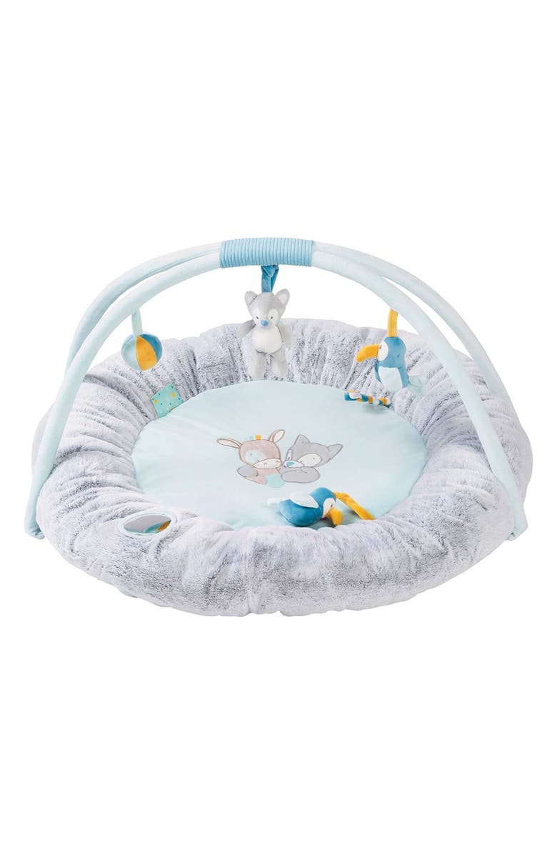 Nattou Play Mat with Arch, Main, color, Blue/ Grey