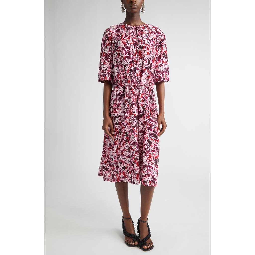 Dries Van Noten Daffie Orchid Petal Print Midi Dress In Multi