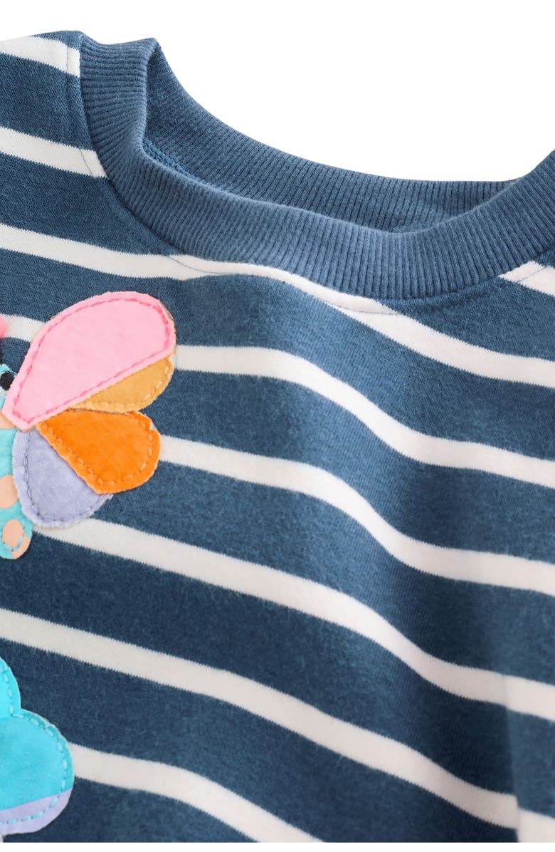 NEXT Kids' Stripe Floral Appliqué Graphic Sweatshirt & Rib Leggings Set, Alternate, color, Blue