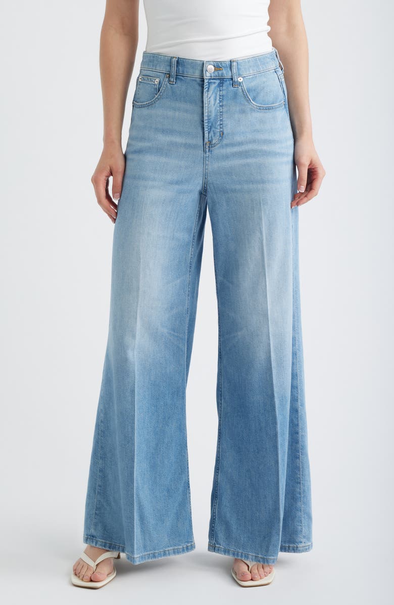 SPANX<sup>®</sup> SPANXsupersmooth<sup>™</sup> Authentic 360 Lightweight High Waist Super Wide Leg Jeans, Main, color, Seaside Blue