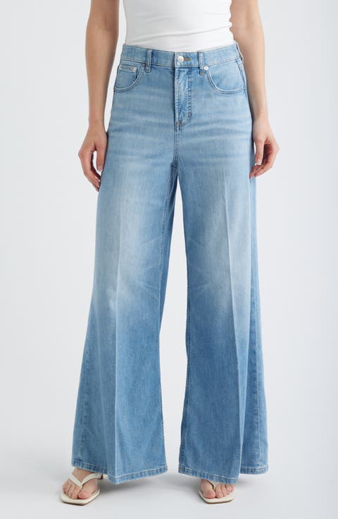 SPANXsupersmooth™ Authentic 360 Lightweight High Waist Super Wide Leg Jeans (Seaside Blue)