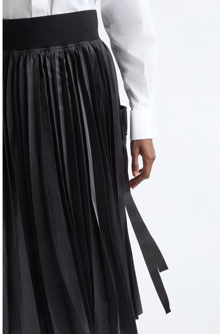 Pleated Cargo Midi Skirt, Alternate, color, BLACK
