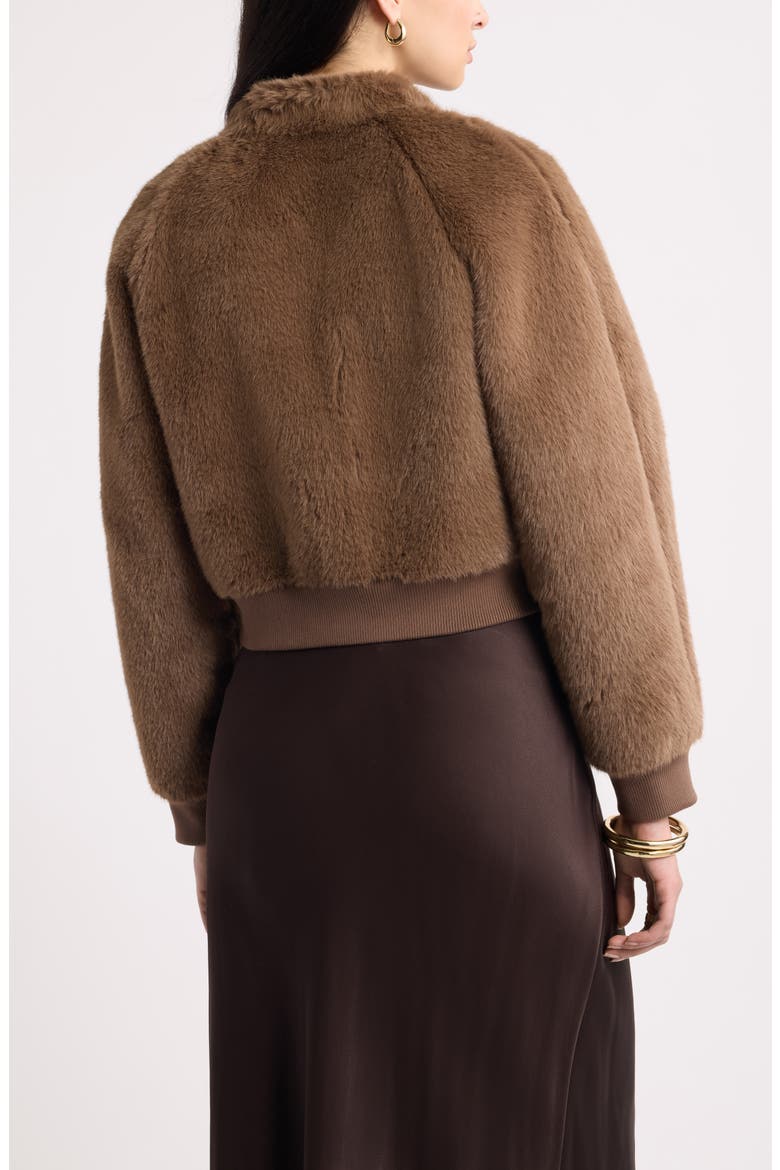 Faux Fur Bomber Jacket, Alternate, color, BROWN PLUSH