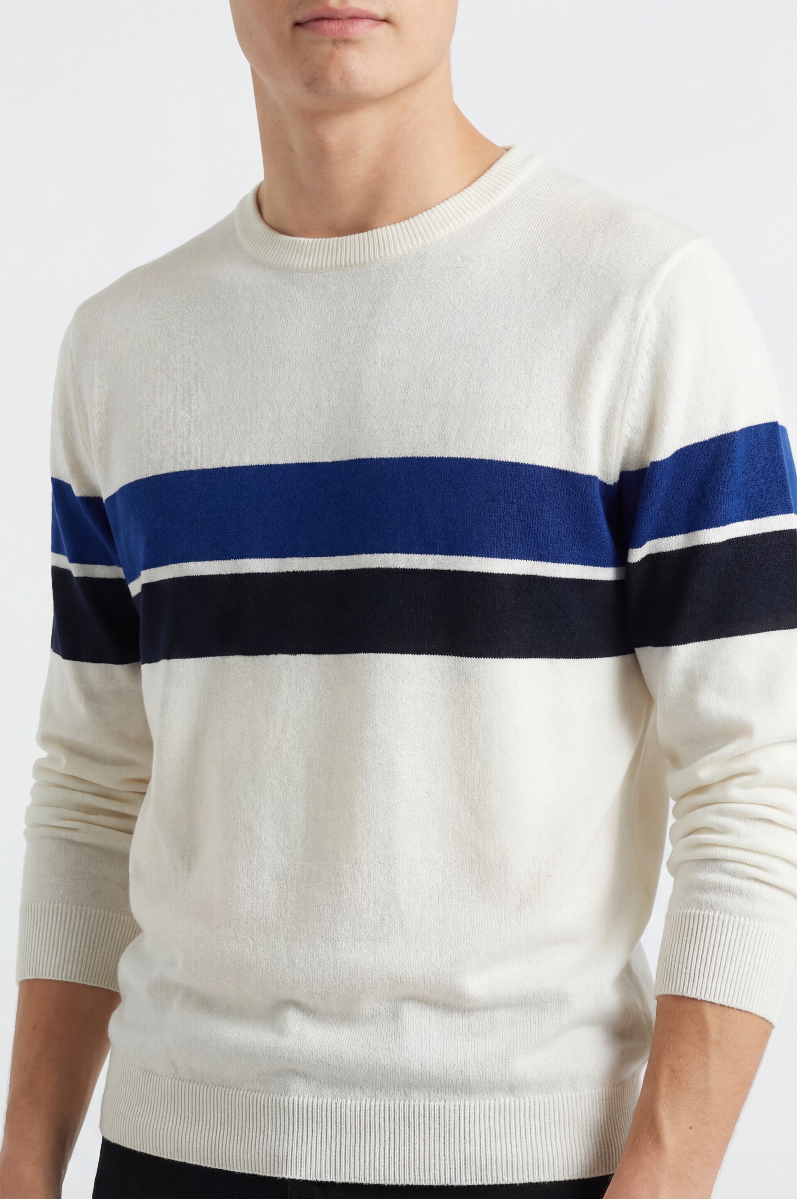 Men's Colorblock Stripe Crew Neck Knit Sweater - image 2