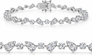 Bliss Diamond 3.43Ct 14k Gold Diamond Pear Frame Tennis Bracelet 7" Women's Lab Grown