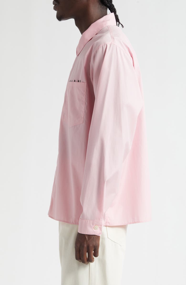 Marni Hidden Logo Organic Cotton Poplin Zip Shirt, Alternate, color, Peony