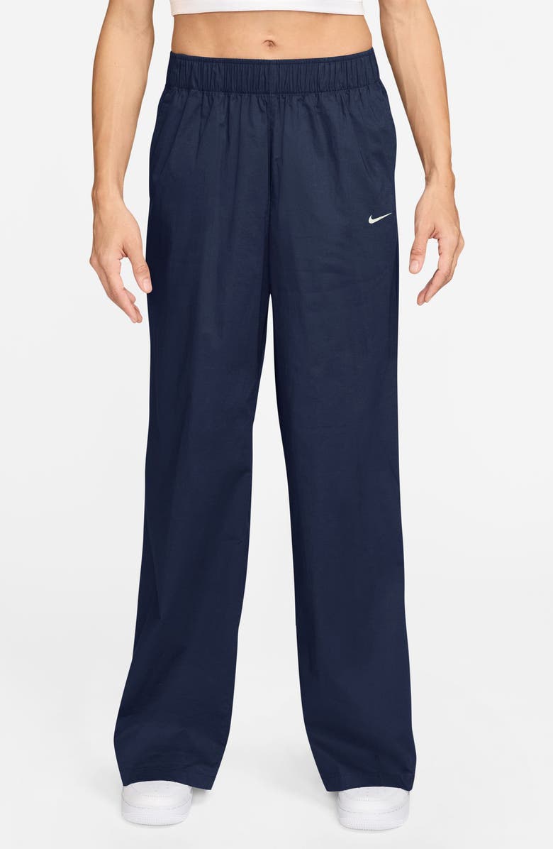 Nike Sportswear Chill High Waist Poplin Pants, Main, color, Midnight Navy/ Sail