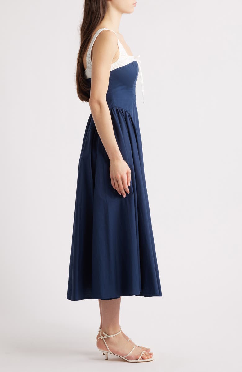 MOON RIVER Colorblock Cotton Midi Dress, Alternate, color, 