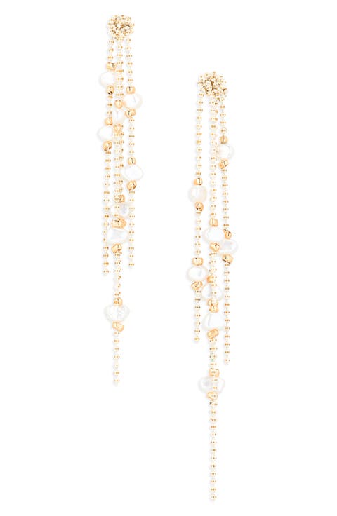 Faux Pearl Tassel Drop Earrings