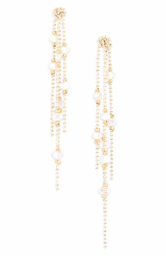 Faux Pearl Tassel Drop Earrings