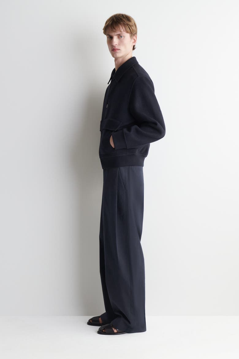 Double-Faced Wool-Blend Bomber Jacket, Alternate, color, NAVY