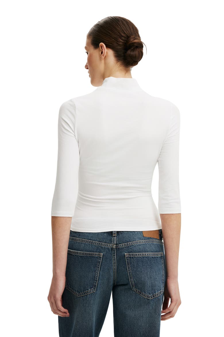 Women's 90S Mock Neck 3/4 Sleeve, Alternate, color, White