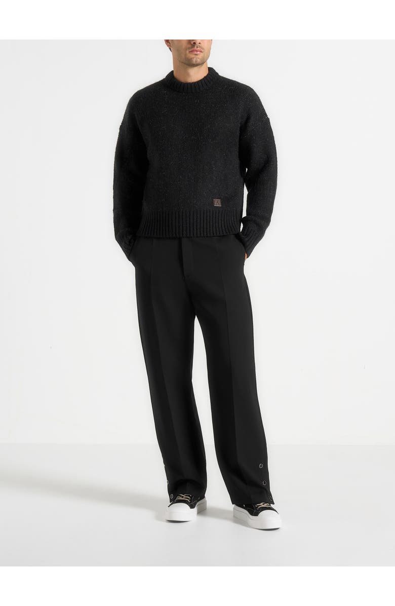 Manière De Voir Kamil Art Slogan Brushed Knit Jumper, Alternate, color, Black