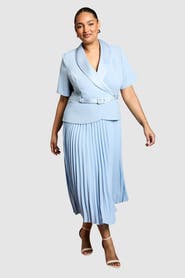 Coast Plus Wrap Pleated Skirt Midi Dress