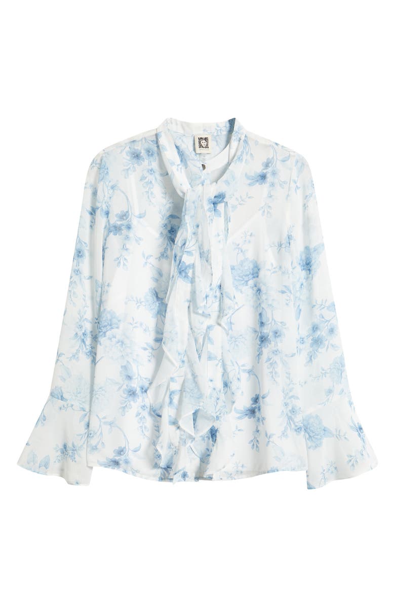 Anne Klein Ruffle Tie Neck Top, Alternate, color, 