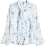 Anne Klein Ruffle Tie Neck Top