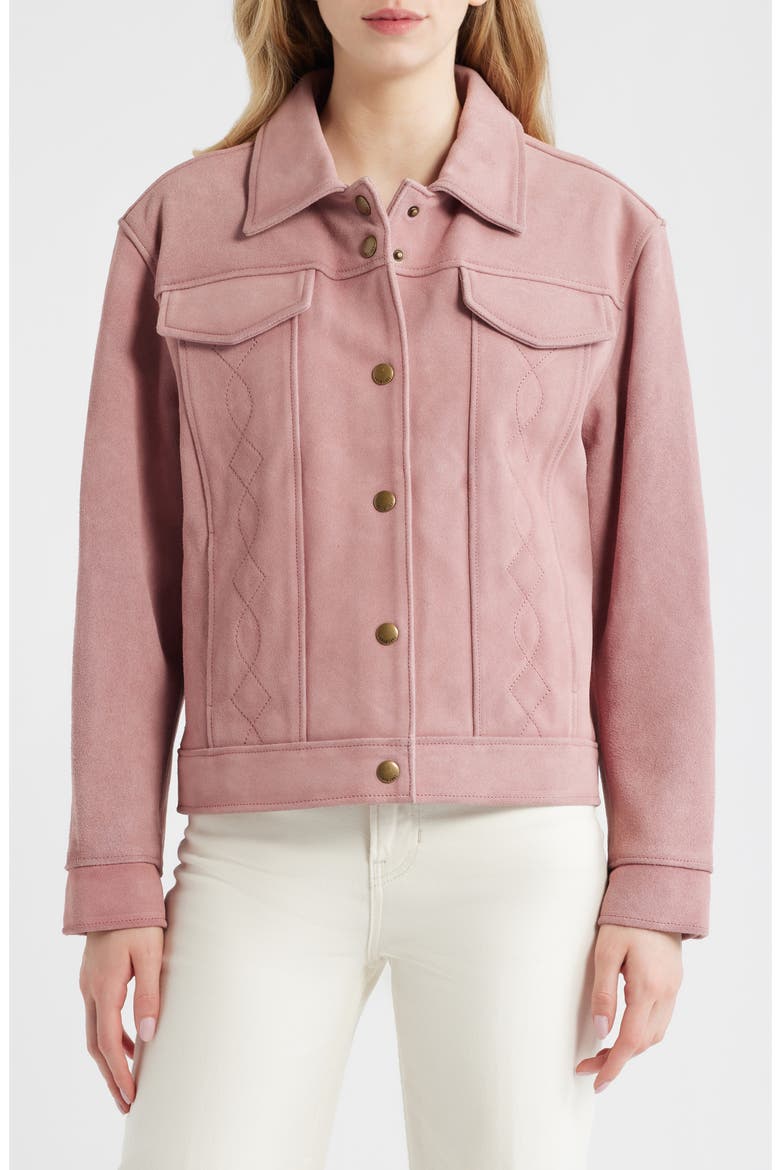 Cow Split Leather Jacket, Alternate, color, PINK
