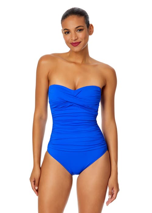 ANNE COLE TWIST FRONT SHIRRED ONE PIECE SWIMSUIT 