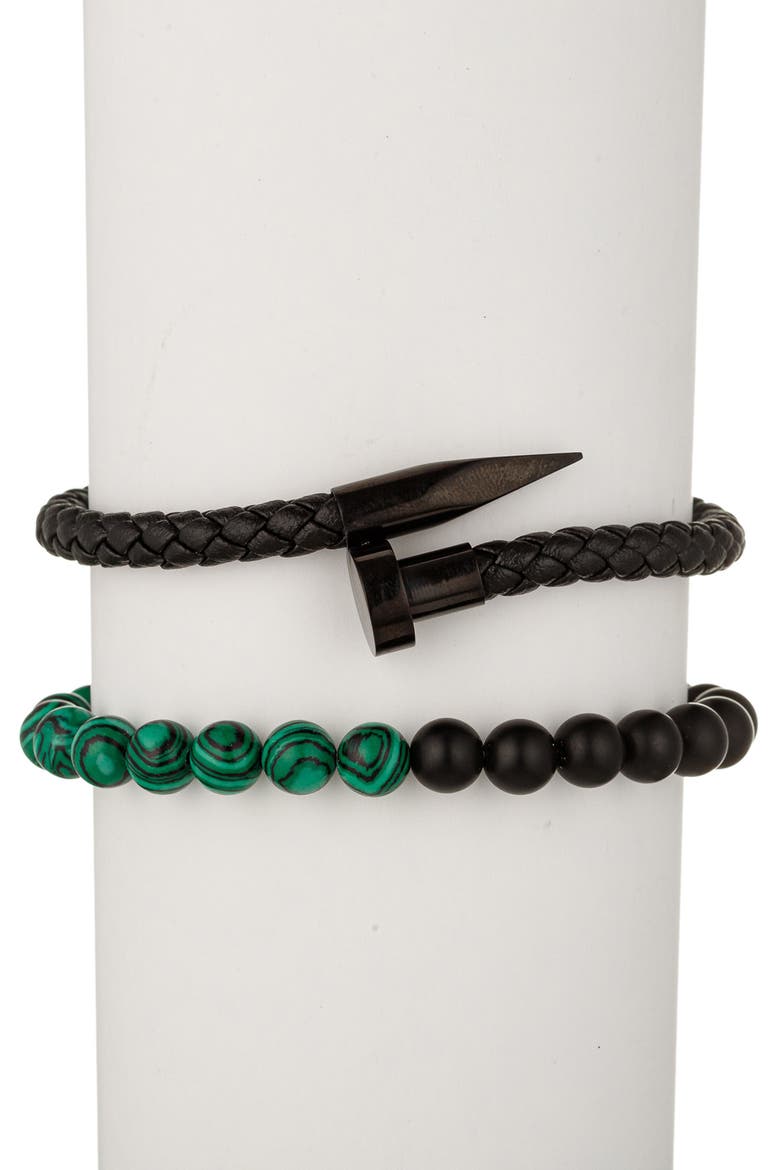 Men's Set of 2 Colton Bracelets, Alternate, color, BLACK