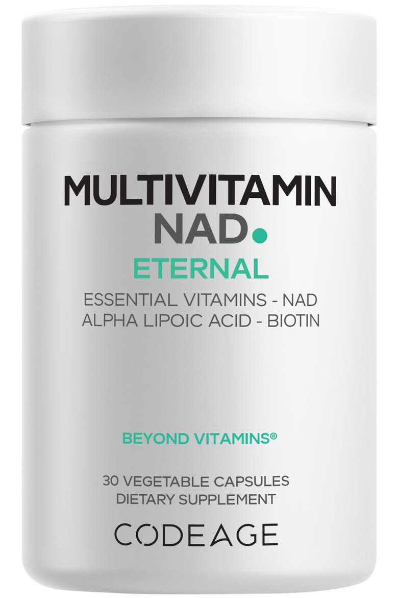 Multivitamin NAD+, D3, K2, Methylated B12, P5P, ALA, Folate Supplement, Main, color, White