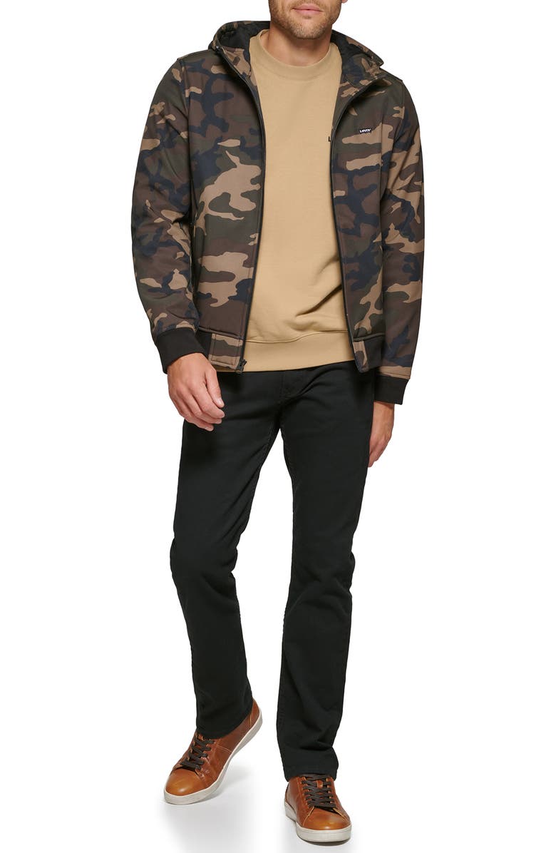 Levi's<sup>®</sup> Soft Shell Hoodie Bomber Jacket, Alternate, color, Camouflage