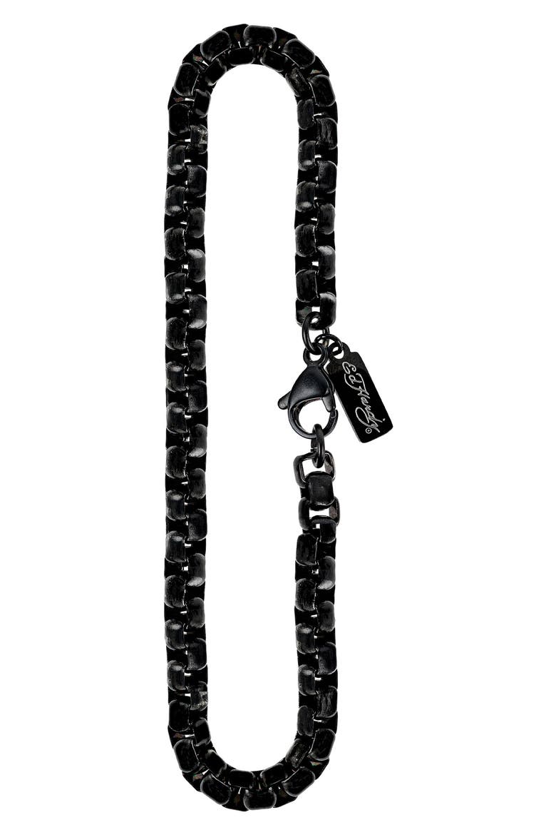 Men's Box Chain Bracelet, Alternate, color, BLACK