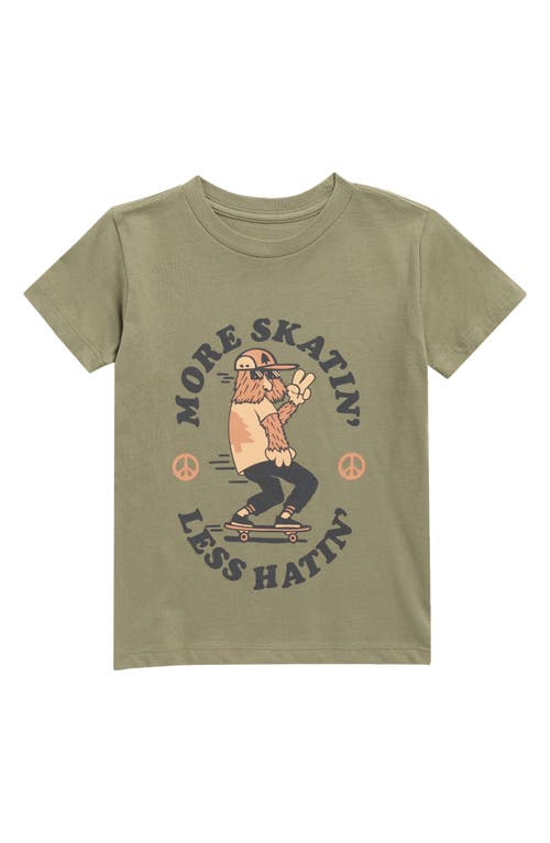 Tiny Whales Kids' More Skatin' Cotton Graphic T-shirt In Green
