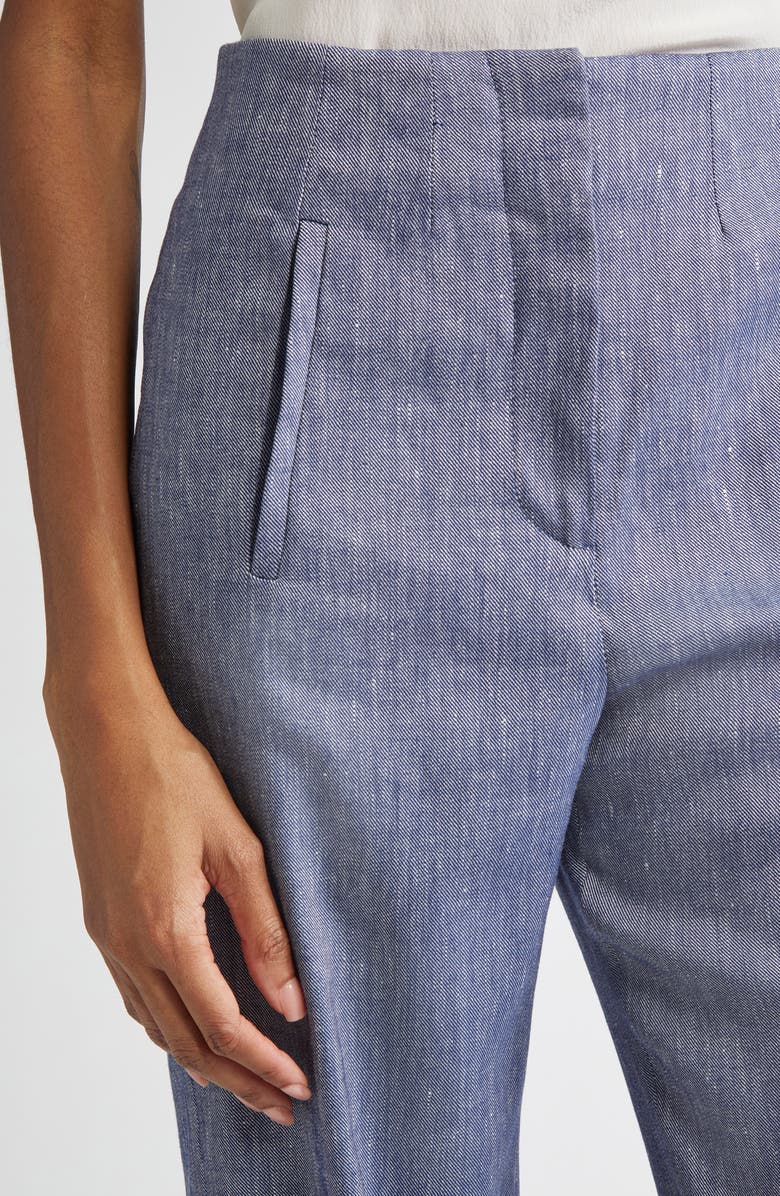 Veronica Beard Jude Wide Leg Linen Blend Pants, Alternate, color, Blue Melange