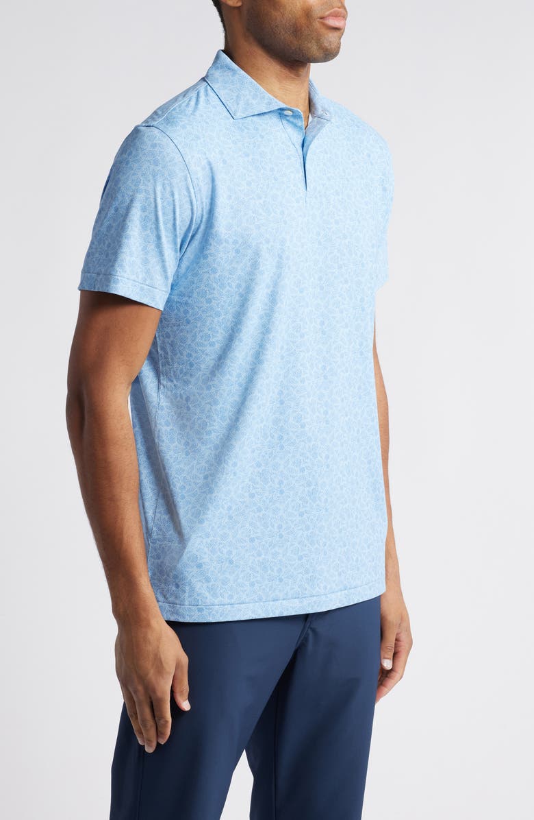 Peter Millar Crown Crafted Botanical Print Performance Jersey Polo, Alternate, color, Blue Frost