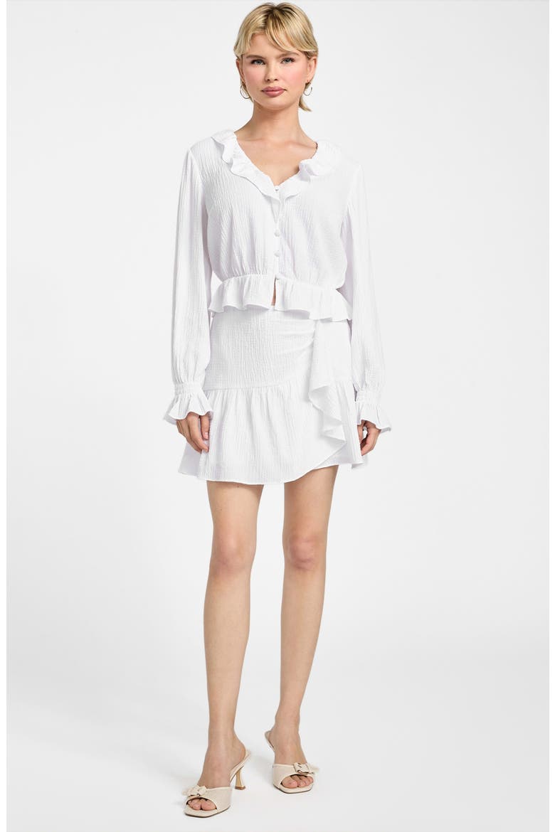Shaelo Gauze Ruffle Miniskirt, Alternate, color, WHITE