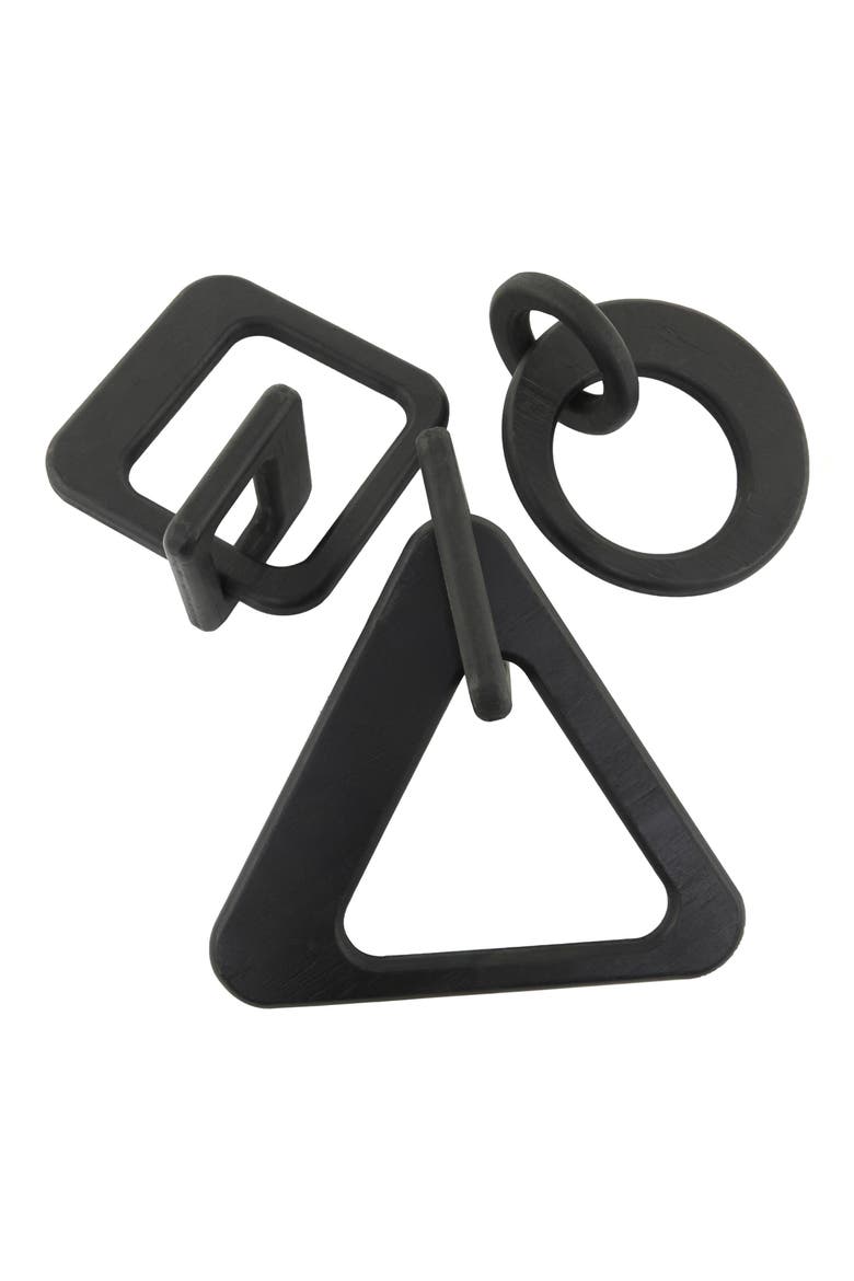 Set of 3 Geometric Chain Link Sculptures, Main, color, BLACK