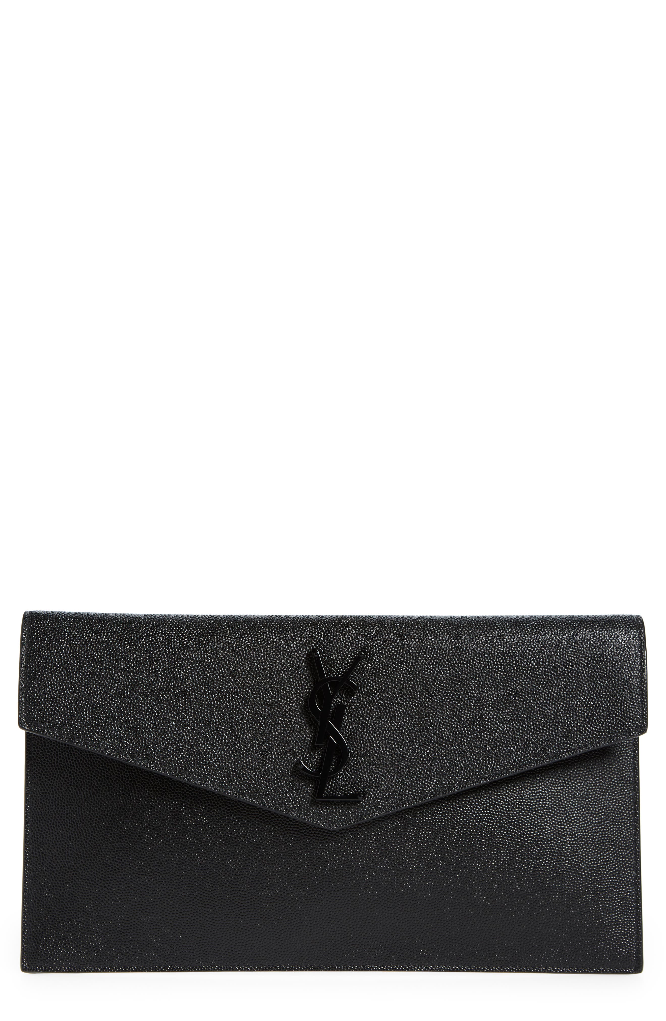 Saint Laurent Uptown Pebbled Leather Pouch, Main, color, 
