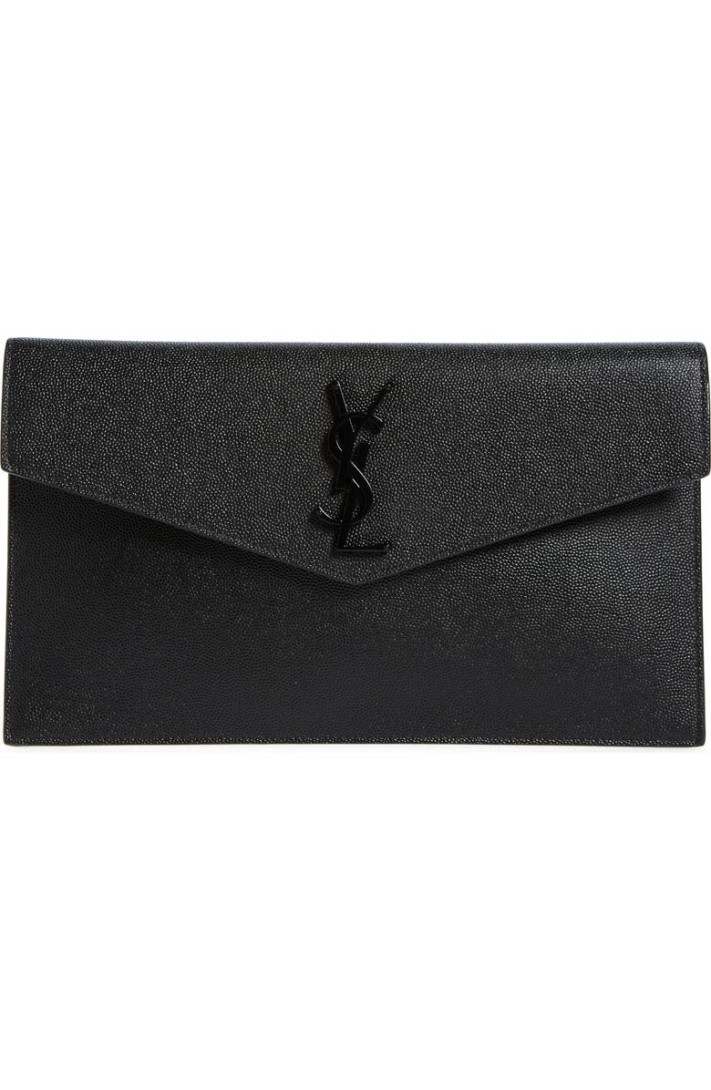 Saint Laurent Uptown Pebbled Leather Pouch, Main, color,