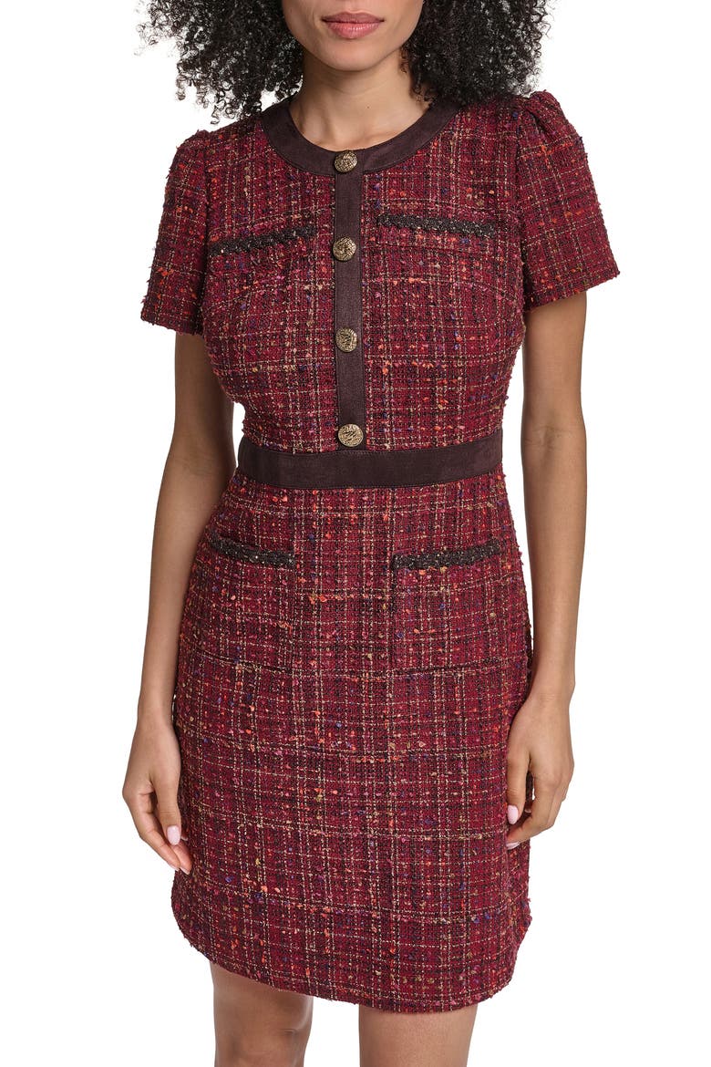 Tweed Sheath Minidress, Alternate, color, ESPRESSO MULTI