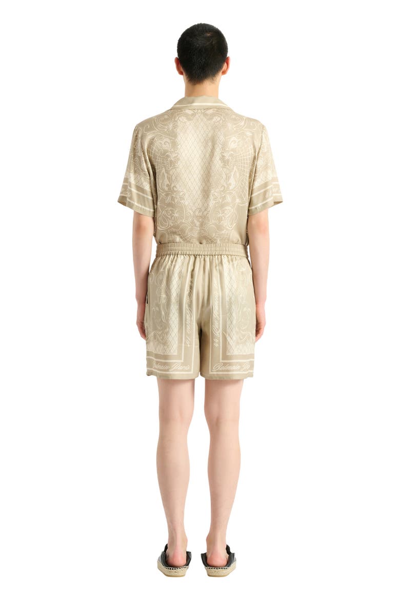 Printed Foulard pyjama shorts, Alternate, color, beige