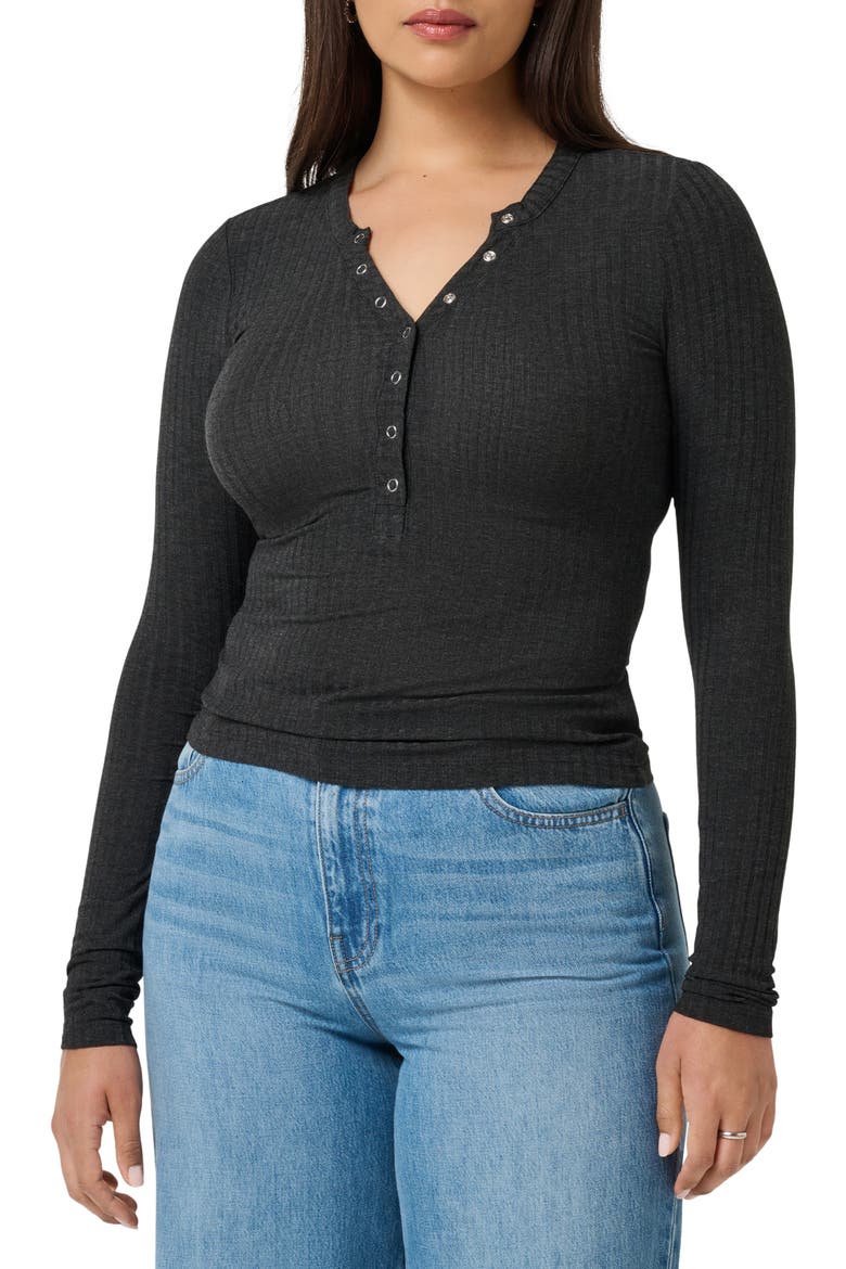 Cloud Rib Henley, Main, color, HEATHER BLACK