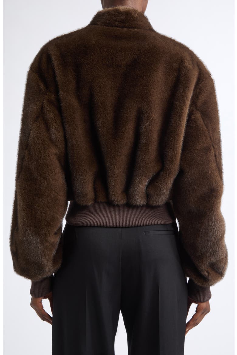 Plush Faux Fur Bomber Jacket, Alternate, color, BROWN
