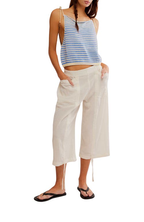 Free People Claire Stripe Knit Crop Camisole In Granada Sky Combo