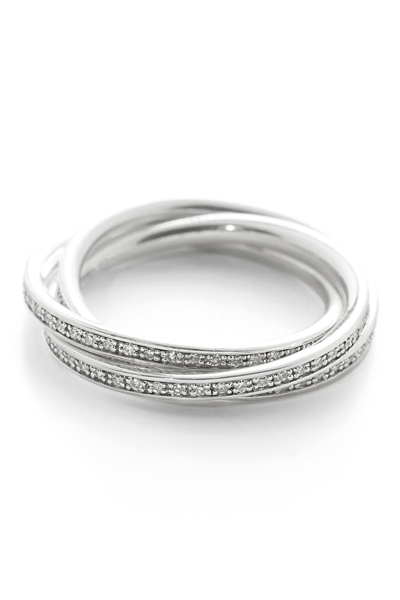 Triple Rolling Diamond Ring, Main, color, SILVER