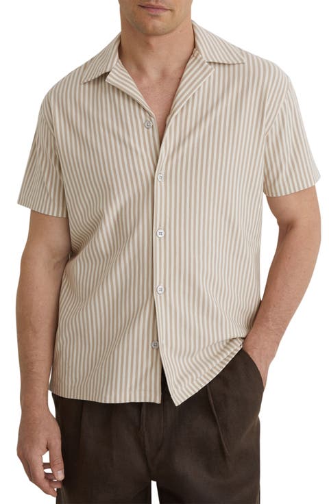 Aurelia Stripe Cotton Blend Camp Shirt