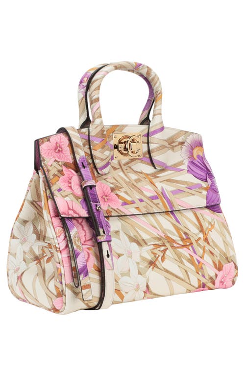 Ferragamo Gancini Print Leather Tote Bag In Multi