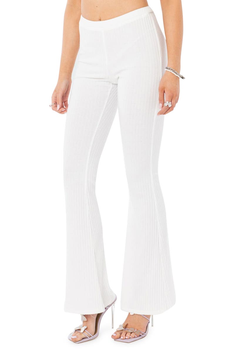 EDIKTED Claire Rib Flare Pants, Alternate, color, 