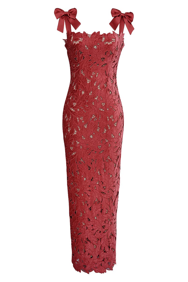 Tiff Velvet Lace Dress, Alternate, color, HAUTED RED