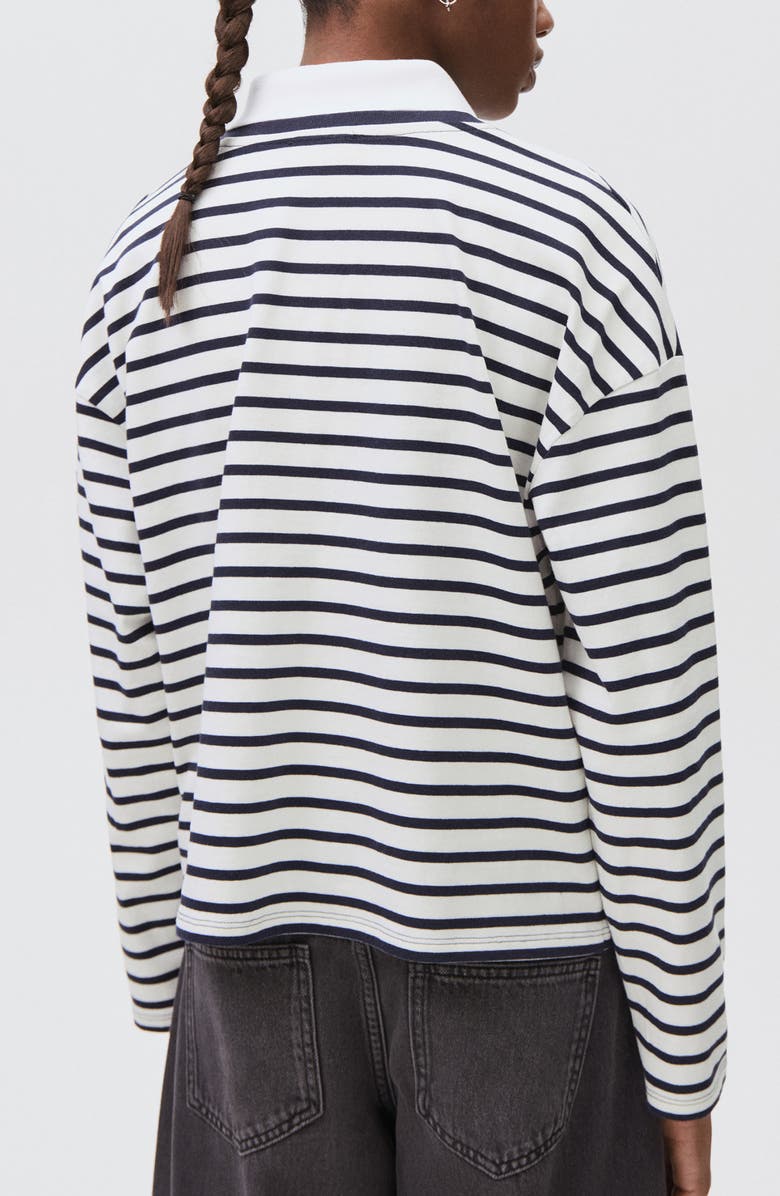 MANGO TEEN Stripe Long Sleeve Cotton T-Shirt, Alternate, color, Navy