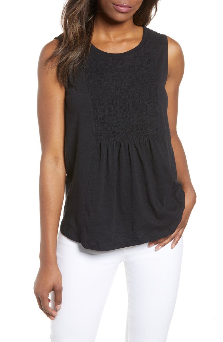 Caslon<sup>®</sup> Smocked Bib Top, Main, color, 