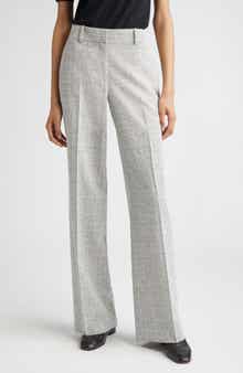 Lafayette 148 New York Sullivan Glen Plaid Wool Blend Bouclé Wide Leg Pants