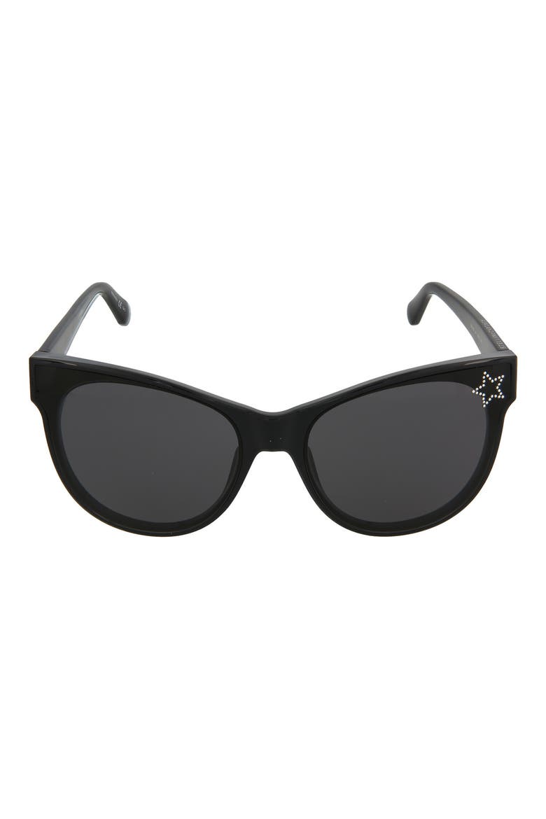 61mm Cat Eye Sunglasses, Main, color, SHINY BLACK SHINY SILVER/ GRY